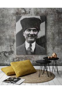 Atatürk Portresi Siyah Beyaz Kanvas Tablo